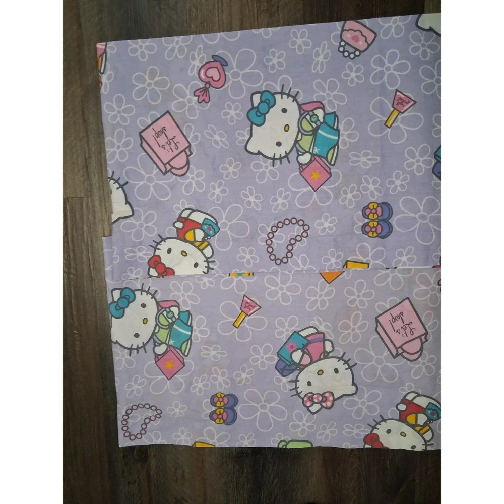 Y2K  2003 Hello Kitty Curtain Valances‎ Purple Flower Set of 2 Shopping Kawaii